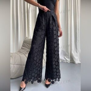 Black wide leg dress pants